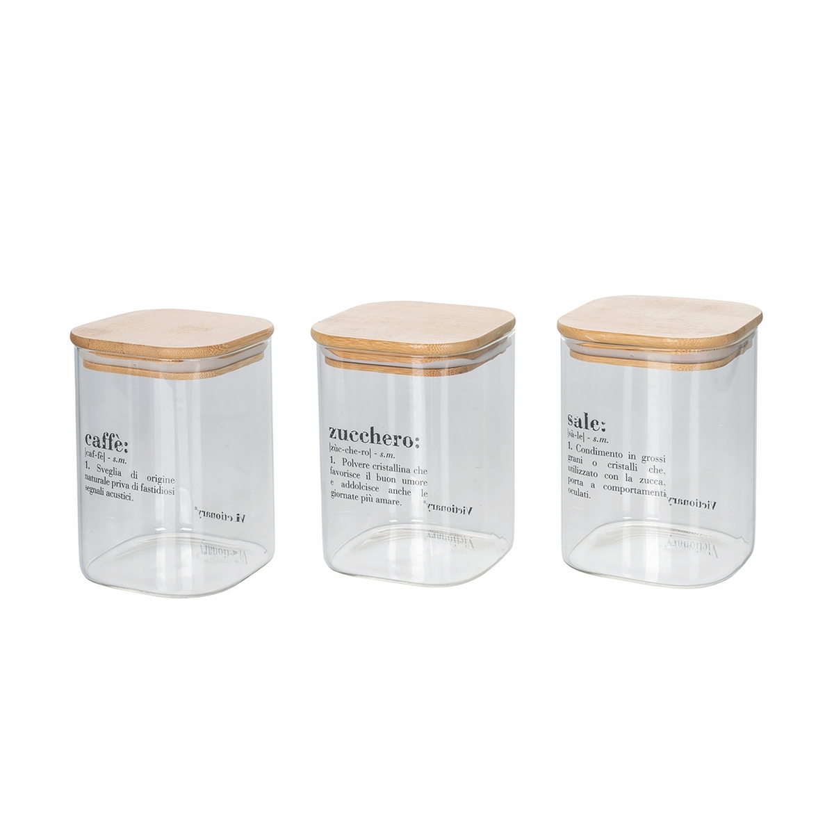 set de 3 tarros de vidrio 10x14cm para café, azúcar y sal Victionary Promoción
