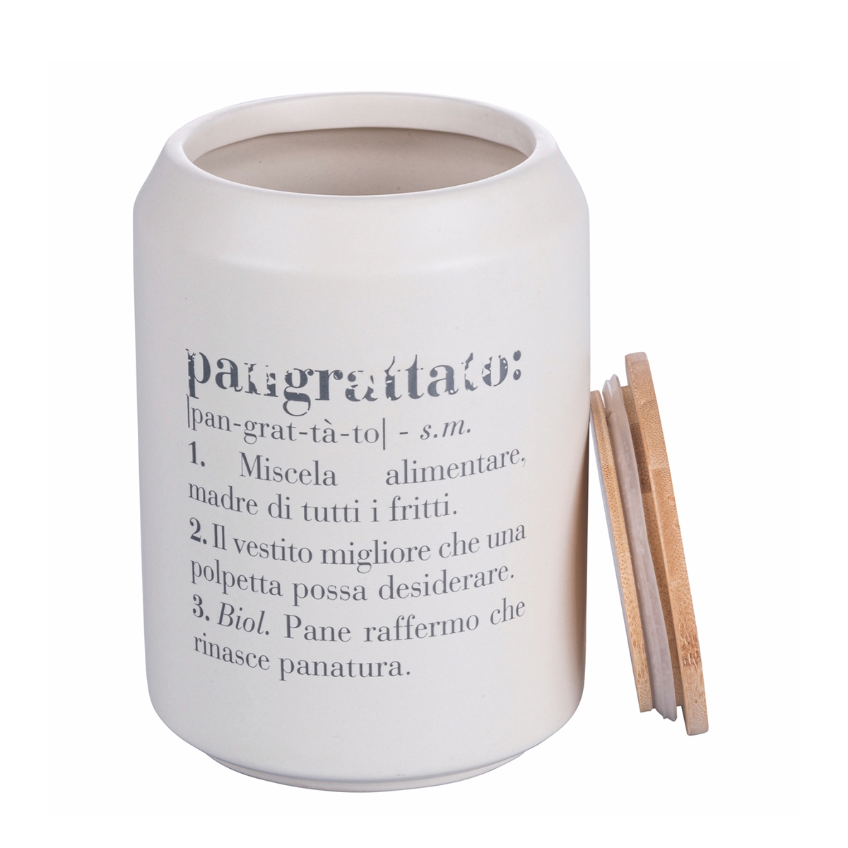 Tarro de gres 12,5x18 para pan rallado con tapa de bambú Victionary Promoción