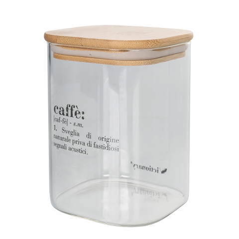 Tarro para café 10x10x14cm de vidrio con tapa de bambú Victionary Promoción