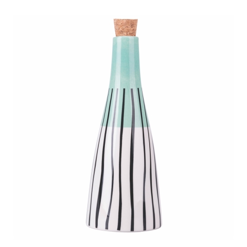 Aceitera de cerámica 532 ml diseño piramidal con tapa de corcho Venice Lido Promoción