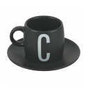 Set de 6 tazas de café con platillo de gres y soporte de acero Bigismore Oferta