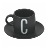 Set de 6 tazas de café con platillo de gres y soporte de acero Bigismore Oferta