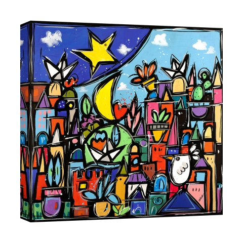 Impresión en lienzo cuadro moderno paisaje colorido Educatissimo Caos Wallas Promoción