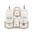 Set de condimentos de mesa aceite vinagre sal pimienta especias Le Travisate Promoción