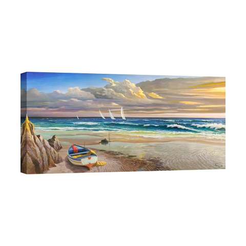 Cuadro impreso en lienzo canvas Atardecer en la orilla Adriano Galasso Promoción