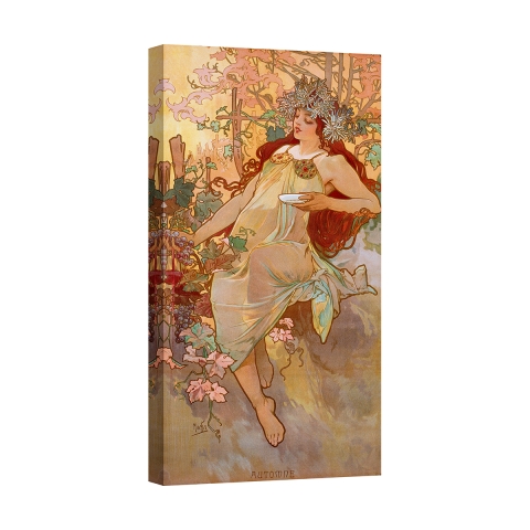 Cuadro en lienzo mujer Art Nouveau Otoño Alphonse Mucha Promoción