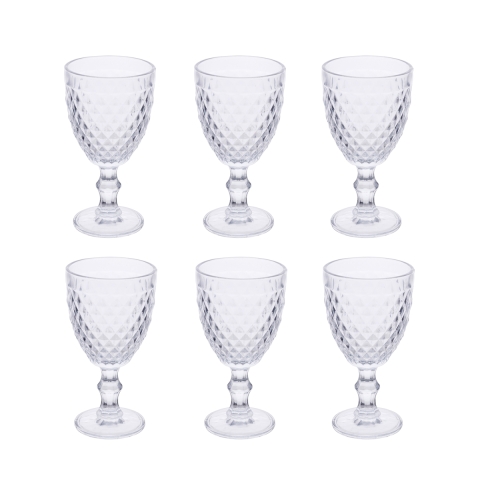 Juego de 6 copas transparentes de vidrio tallado diseño clásico Madame Promoción