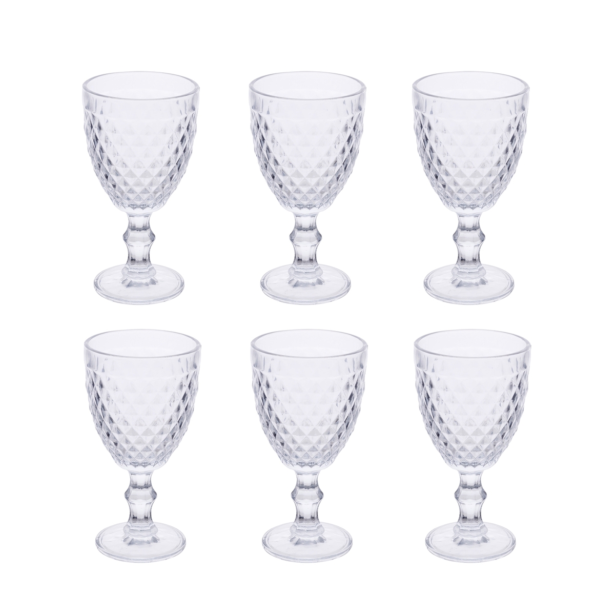 Juego de 6 copas transparentes de vidrio tallado diseño clásico Madame Promoción