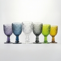 Set de 6 copas de vidrio trabajadas, diseño exótico Marrakech, coloridas Venta