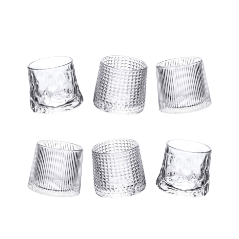 Juego de 6 vasos de licor basculantes de vidrio retró decorado Vintage Promoción