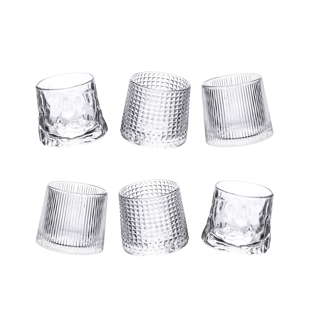 Juego de 6 vasos de licor basculantes de vidrio retró decorado Vintage Promoción Juego de 6 vasos de licor basculantes de vidrio retró decorado Vintage Promoción