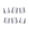 Juego de 6 vasos de licor basculantes de vidrio retró decorado Vintage Promoción