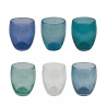 Set de 6 vasos azules de mesa para agua en vidrio soplado Acapulco Ocean Promoción