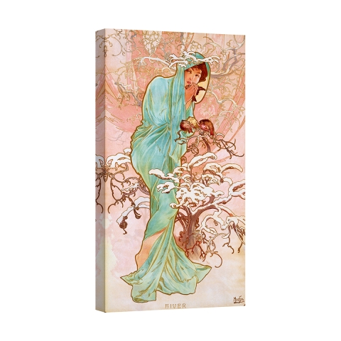 Cuadro impreso en lienzo mujer estilo Art Nouveau Invierno Alphonse Mucha Promoción