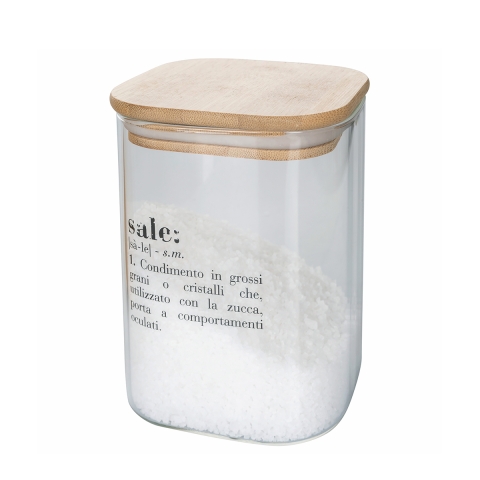 Tarro de vidrio para sal con tapa de bambú 10x10x14 Victionary Promoción