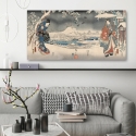 Impresión en lienzo Paisaje nevado con una mujer y un hombre Ando Hiroshige Rebajas