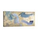 Impresión en lienzo cuadro moderno abstracto Blue Waves on Gold Haru Ikeda Promoción