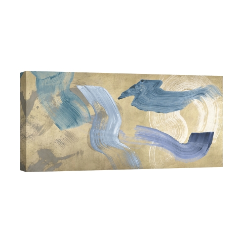 Impresión en lienzo cuadro moderno abstracto Blue Waves on Gold Haru Ikeda Promoción