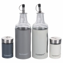 Set de condimentos para mesa aceite, sal, vinagre, especias y pimienta Victionary Descueto