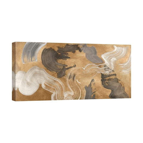Cuadro moderno abstracto oro beige azul Metallic Movements Haru Ikeda Promoción