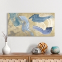 Impresión en lienzo cuadro moderno abstracto Blue Waves on Gold Haru Ikeda Venta