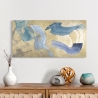 Impresión en lienzo cuadro moderno abstracto Blue Waves on Gold Haru Ikeda Venta
