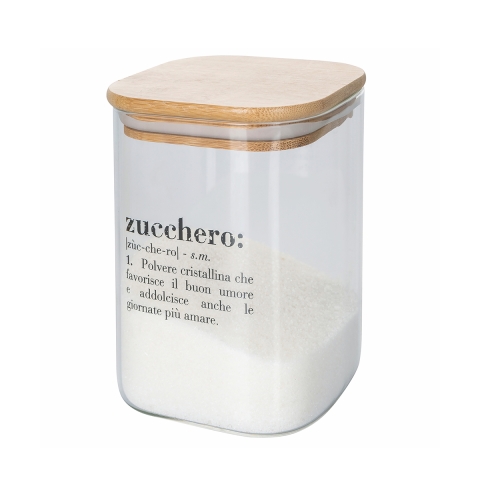 Tarro para azúcar de vidrio con tapa de bambú 10x10x14 Victionary Promoción