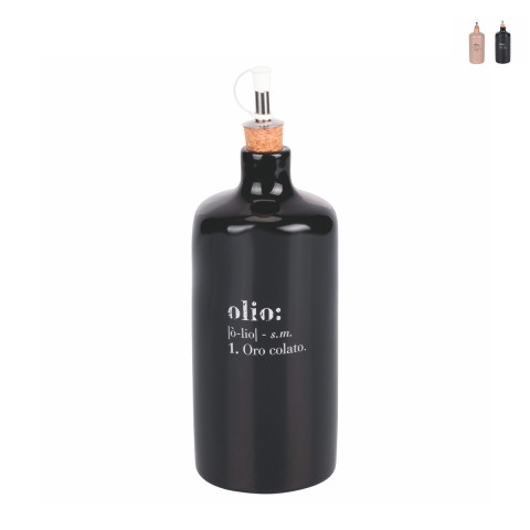 Aceitera de cerámica 866 ml con tapón de corcho y vertedor Victionary Promoción