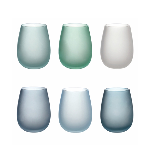 Set de vasos de vidrio azul efecto hielo 600 ml Happy Hour Ocean Promoción