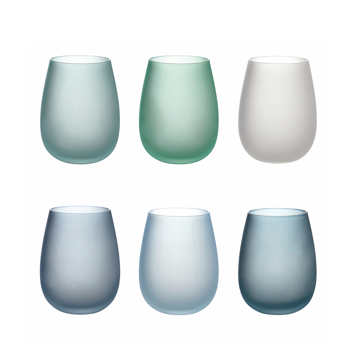 Set de vasos de vidrio azul efecto hielo 600 ml Happy Hour Ocean Promoción