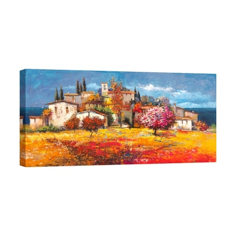 Cuadro impresión en lienzo paisaje campestre Borgo sul mare Luigi Florio Promoción