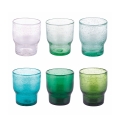 Juego de 6 vasos de agua artesanales de vidrio color verde Unico Greenery Promoción