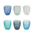 Juego de 6 vasos de mesa de vidrio transparente azul Castle Ocean Promoción