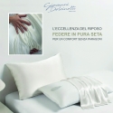 Funda de almohada individual de seda pura 50x80 cm blanca Savanna Descueto
