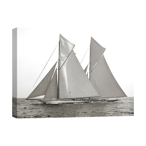 Impresión en blanco y negro sobre lienzo barco de vela Columbia & Shamrock 1901 Promoción