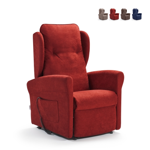 Sillón reclinable de 2 motores en tela con sistema elevapersonas y ruedas Omega Promoción