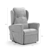 Sillón reclinable de 2 motores en tela con sistema elevapersonas y ruedas Omega 