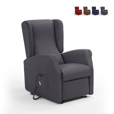 Sillón reclinable en tela 2 motores con ruedas y elevador Trilly Promoción
