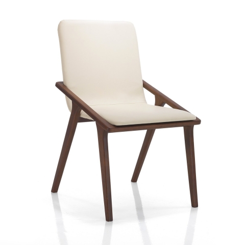 Juego de 2 sillas de comedor diseño moderno en madera y polipiel beige Hays Promoción