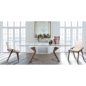 Juego de 2 sillas de comedor diseño moderno en madera y polipiel beige Hays Elección