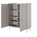Aparador alto 4 puertas estriadas para salón beige Bitter Descueto