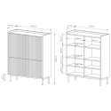 Aparador alto 4 puertas estriadas para salón beige Bitter Stock