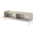 Mueble de TV bajo moderno 2 puertas abatibles beige 153x50x38 Bitter Descueto