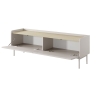 Mueble de TV bajo moderno 2 puertas abatibles beige 153x50x38 Bitter Descueto