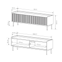 Mueble de TV bajo moderno 2 puertas abatibles beige 153x50x38 Bitter Stock