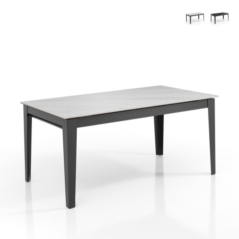 Mesa de comedor extensible moderna 90x160-400 efecto mármol Harper Promoción