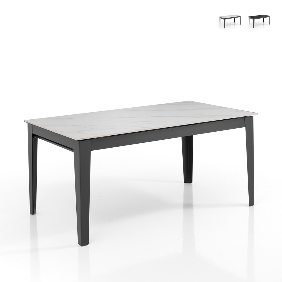 Mesa de comedor extensible moderna 90x160-400 efecto mármol Harper