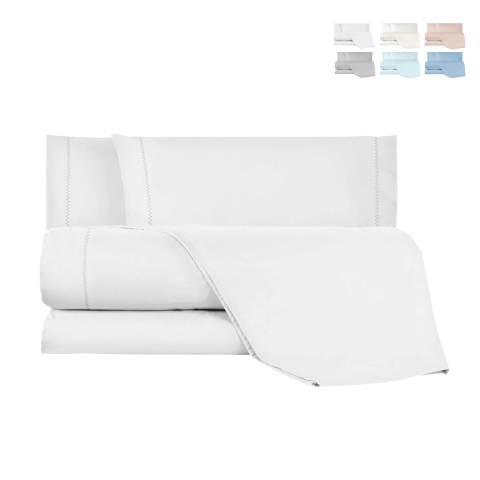 Juego de cama matrimonial de algodón con sábanas y 2 fundas Toronto Promoción