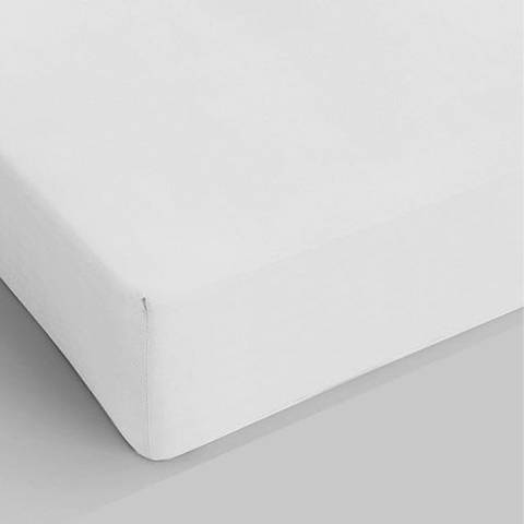 Sábana ajustable para cama matrimonial 160x200 cm algodón blanco Toronto Promoción