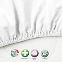 Sábana ajustable para cama matrimonial 160x200 cm algodón blanco Toronto Rebajas